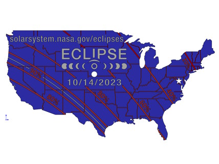 2023 Annular Solar Eclipse - USA Map - NASA Pinhole Projector